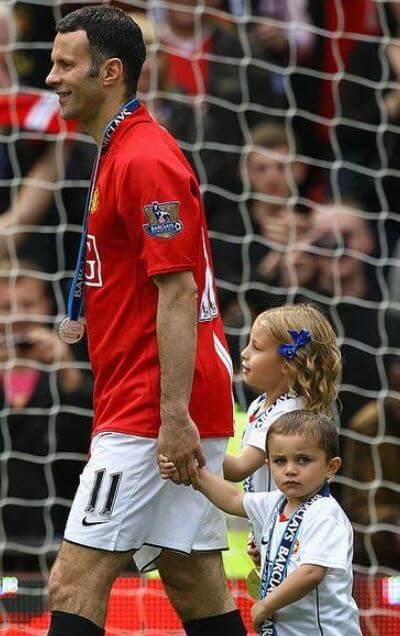 Young Zachary Joseph Giggs with his father Ryan Giggs and sister.